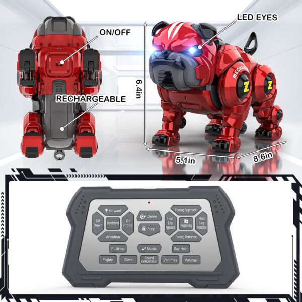 Lterfear Robot Dog Toys for Boys, Remote Control Robot Toy, Rechargeable Programing Stunt Robo Dog with Sing - Image 4