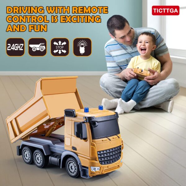 TICTTGA Kids rc Truck for 5 Year Old Boys Remote Control Construction Trucks for Boys Age 4-7 rc Dump Truck Toy Trucks for Boys Age 4-7 - Image 2