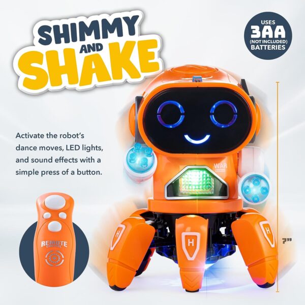 Bot Pioneer Dancing Robot Toy with Flashing Lights & Sound Effects - Kids RC Remote Control Robot with Moving Arms & Legs - Desk Robot Toys - Image 5