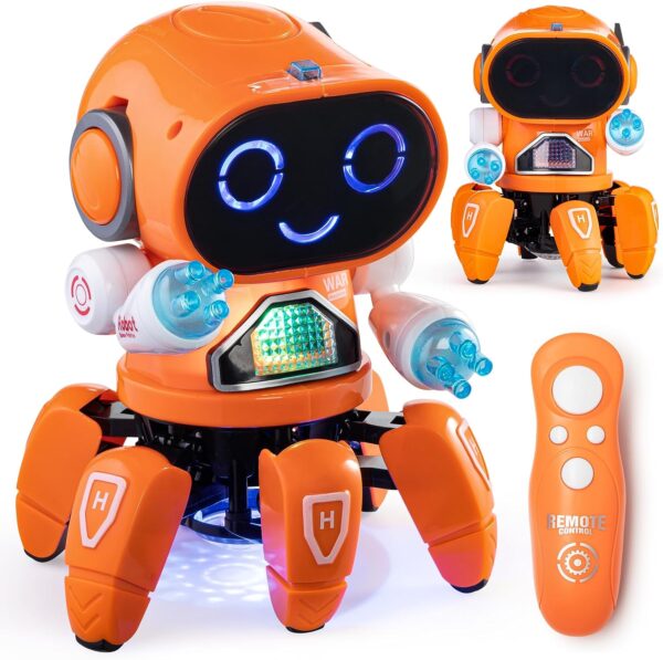 Bot Pioneer Dancing Robot Toy with Flashing Lights & Sound Effects - Kids RC Remote Control Robot with Moving Arms & Legs - Desk Robot Toys