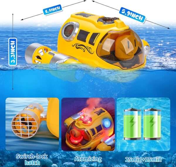 Chifafortoo Remote Control Boat Pool Toys for Kids 6+, 2.4ghz Fast Mini RC Boat with Spray Gasboat and Led Lights Water Toy for Swimming Pool - Image 3