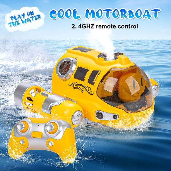 Chifafortoo Remote Control Boat Pool Toys for Kids 6+, 2.4ghz Fast Mini RC Boat with Spray Gasboat and Led Lights Water Toy for Swimming Pool