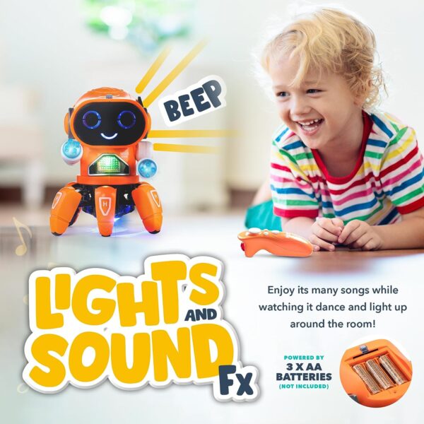 Bot Pioneer Dancing Robot Toy with Flashing Lights & Sound Effects - Kids RC Remote Control Robot with Moving Arms & Legs - Desk Robot Toys - Image 3